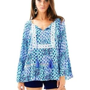 Lilly Pulitzer Amisa Flounce Top Toe In M
